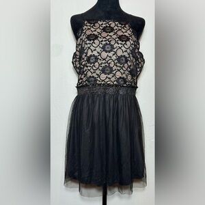 Speechless, Black Scalloped Lace & Tulle Fit & Flare Dress - XL